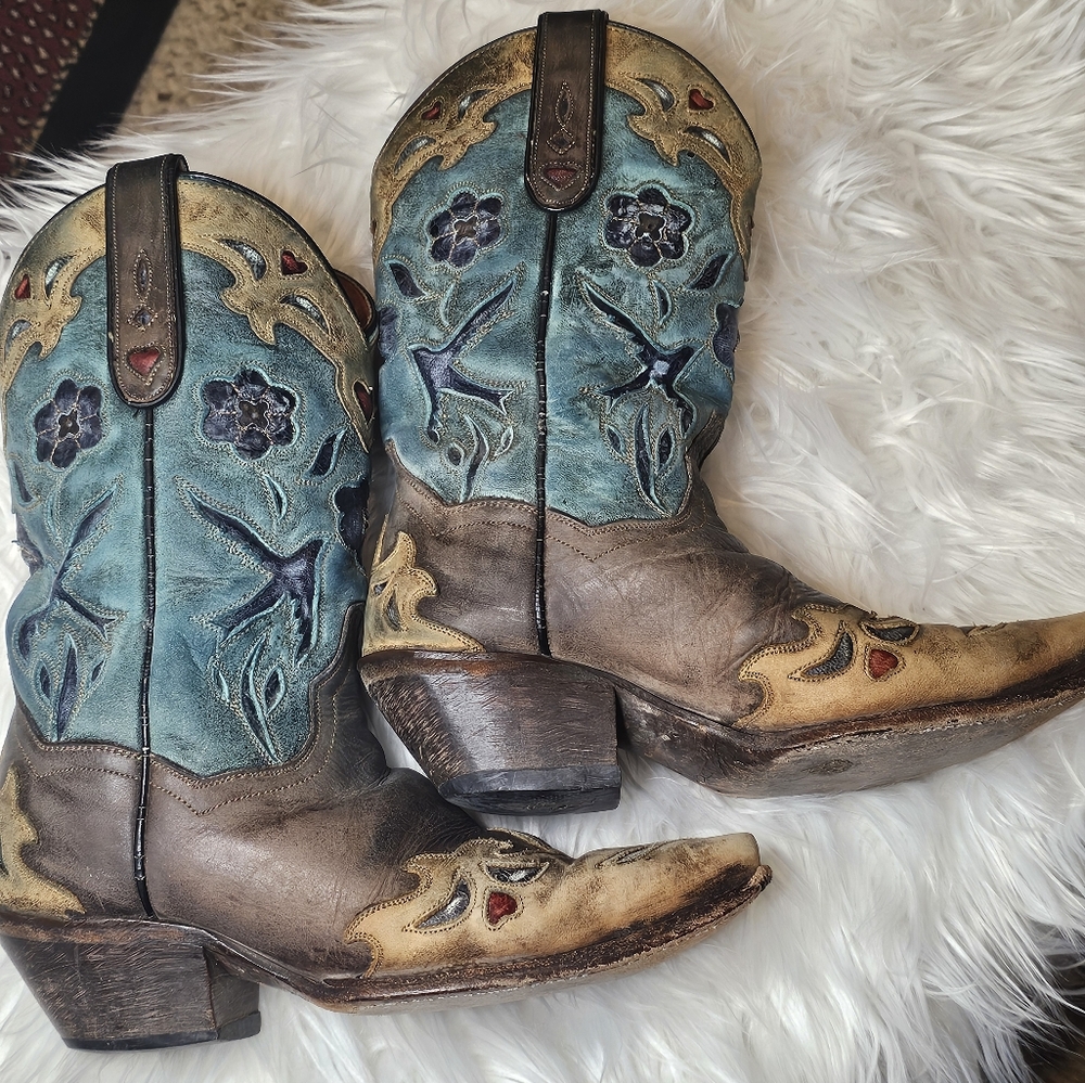 Dan Post Vintage Bluebird Leather Western Mid Boots